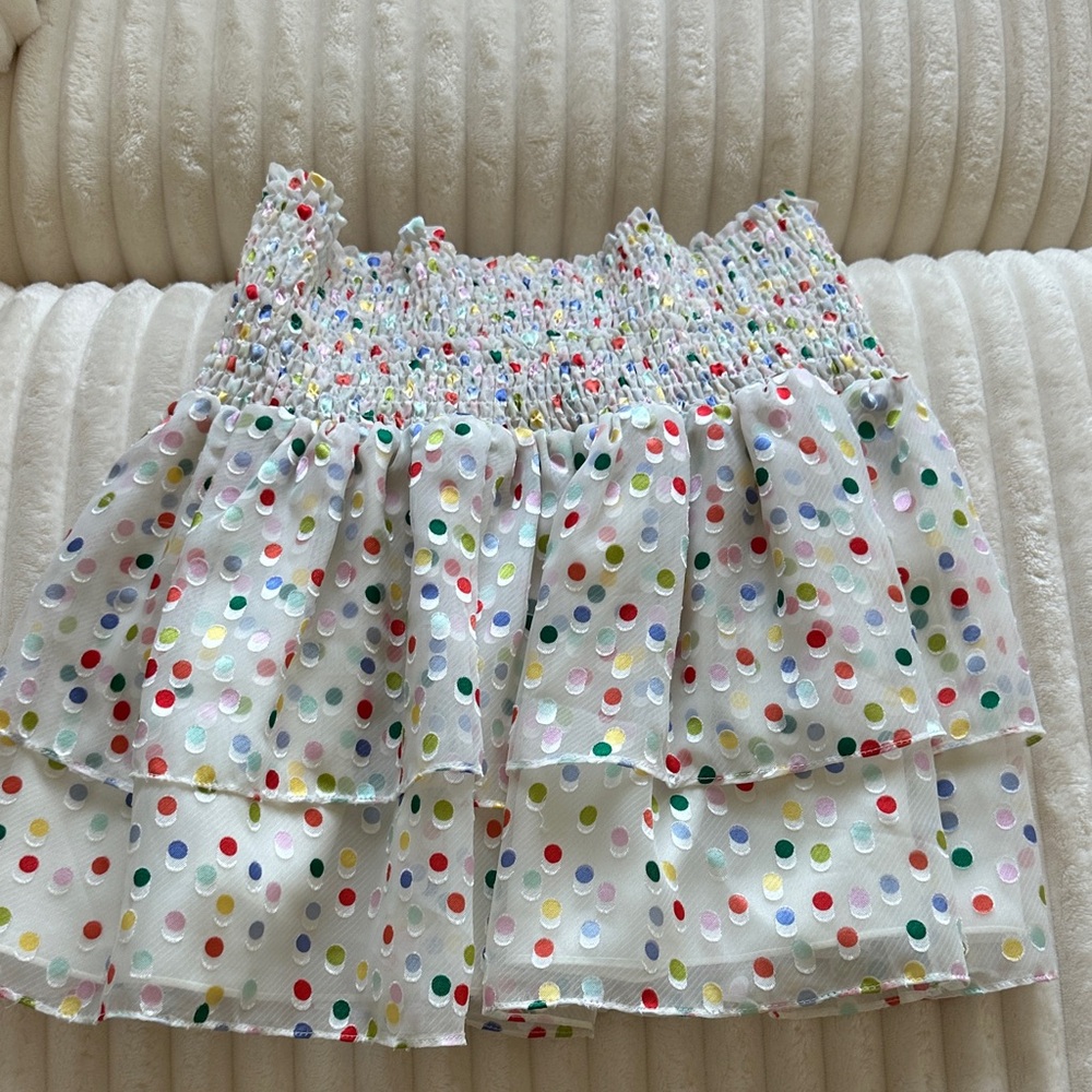 Lovers + Friends Colorful Polka Dot Midi Skirt